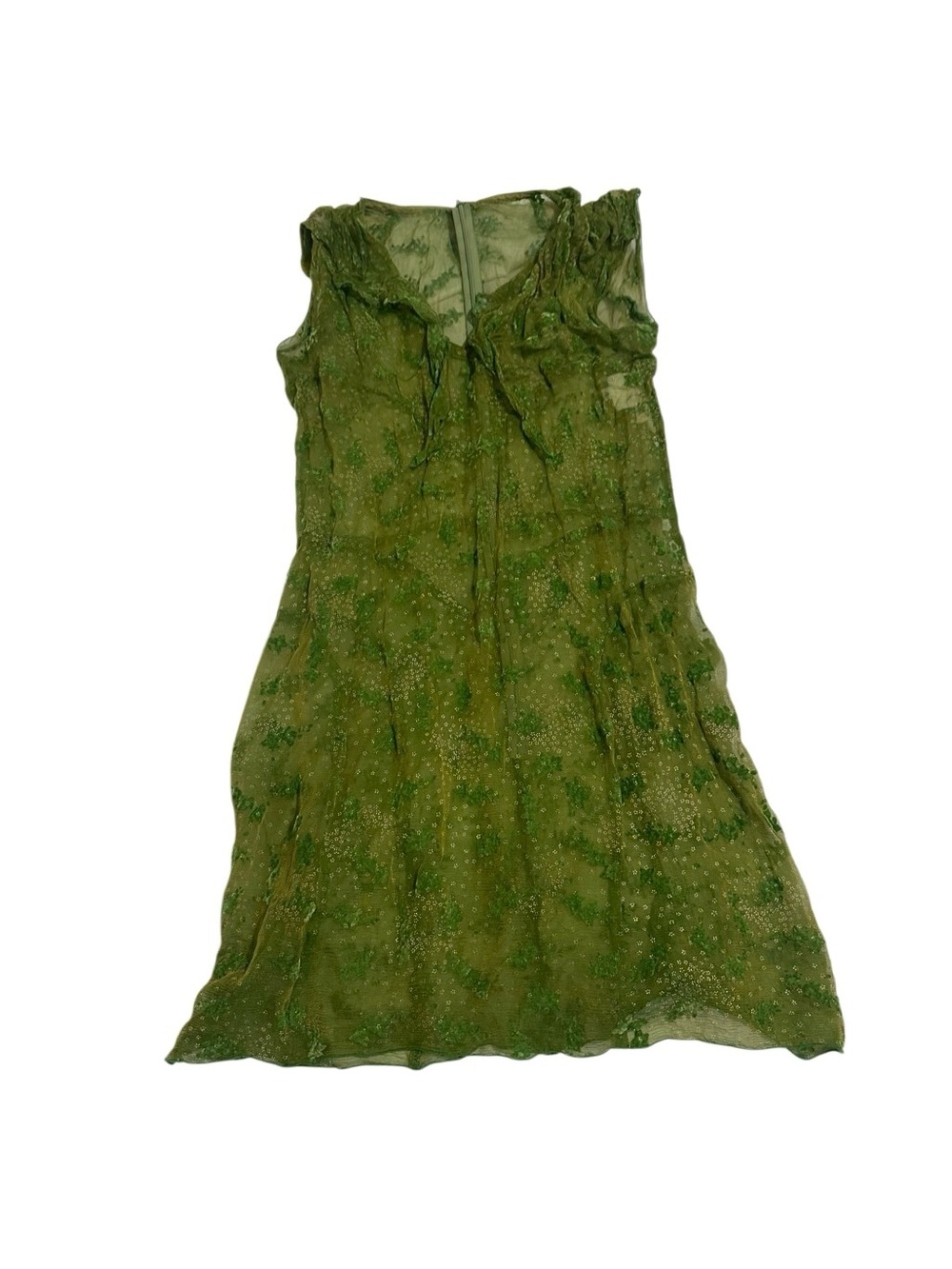 Anna Green Sheer Ruffle-Trim Midi Dress